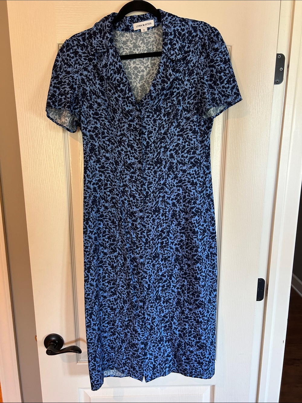Blue Floral V-Neck Dress